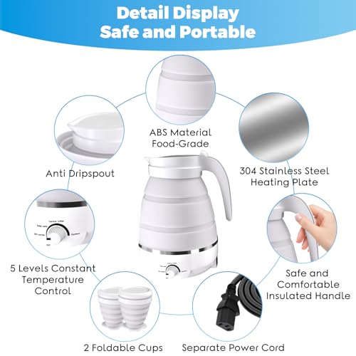 Hervidor eléctrico plegable portátil Qivine 600ml miniatura 4