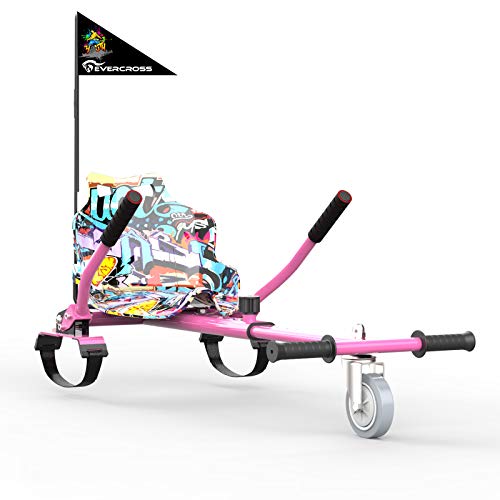 EverCross Hoverboard Seat Attachment, New Gen Hoverboard Seat with Safety Brake System, Hoverboard Attachment with Adjustable Frame Length for 6.5" 8" 10" Hoverboard, Suitable for Kids & Adults (PINK)