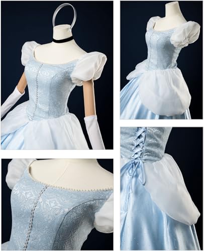 Disfraz completo princesa azul satinado talla M miniatura 5
