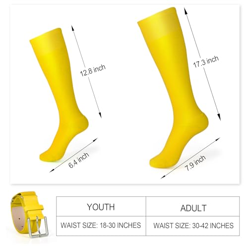 Image of XZQTIVE Baseball Softball Socks and Baseball Softball Belt Combo Set Knee-High Soccer Socks for Kids Youth Adult
