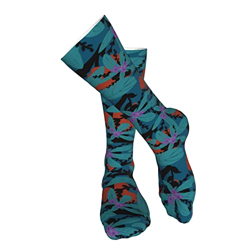 Blauwe Bloemen Heren Kniekousen voor Vrouwen, Boho Over De Kalf Sokken voor Mannen, Dikke Warme Lange Buis Sokken Bulk Casual Mid Calf Sokken (04), 04, one size - Afbeelding 6