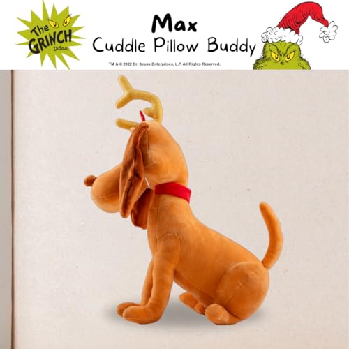 Image of Dr. Seuss The Grinch Max Dog Holiday & Christmas Bedding Super Soft Plush Cuddle Pillow Buddy, (Officially Licensed Product) By Franco