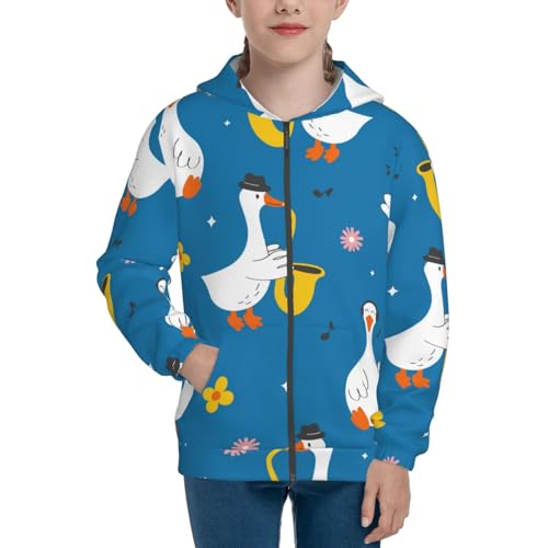 Cartoon Goose Kids Pullover Hoodies Boys Zip Up Sweatshirts Girls Athletic Clothes with Pocket3