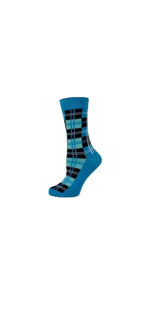 Macahel Mens Checked Ankle Socks (Turquoise)