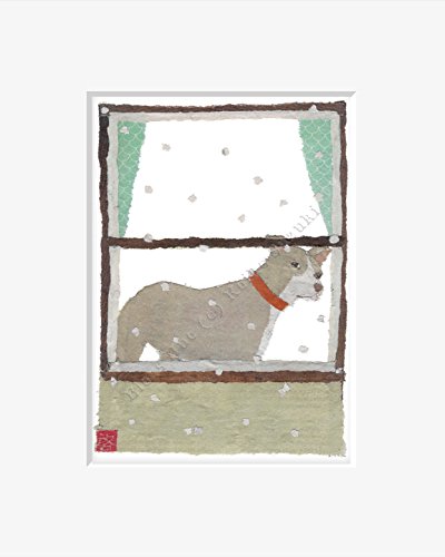 Pit Bul Art Matted Print for 8 x 10 Inches Frame A Pit Bull Dog Gift Idea by Bless Hue Artist Keiko Suzuki