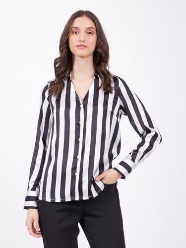 Image of FableStreet Women Shirts | Comfort Fit Spread Collar | Premium Satin Fabric for Formal, Business Casual