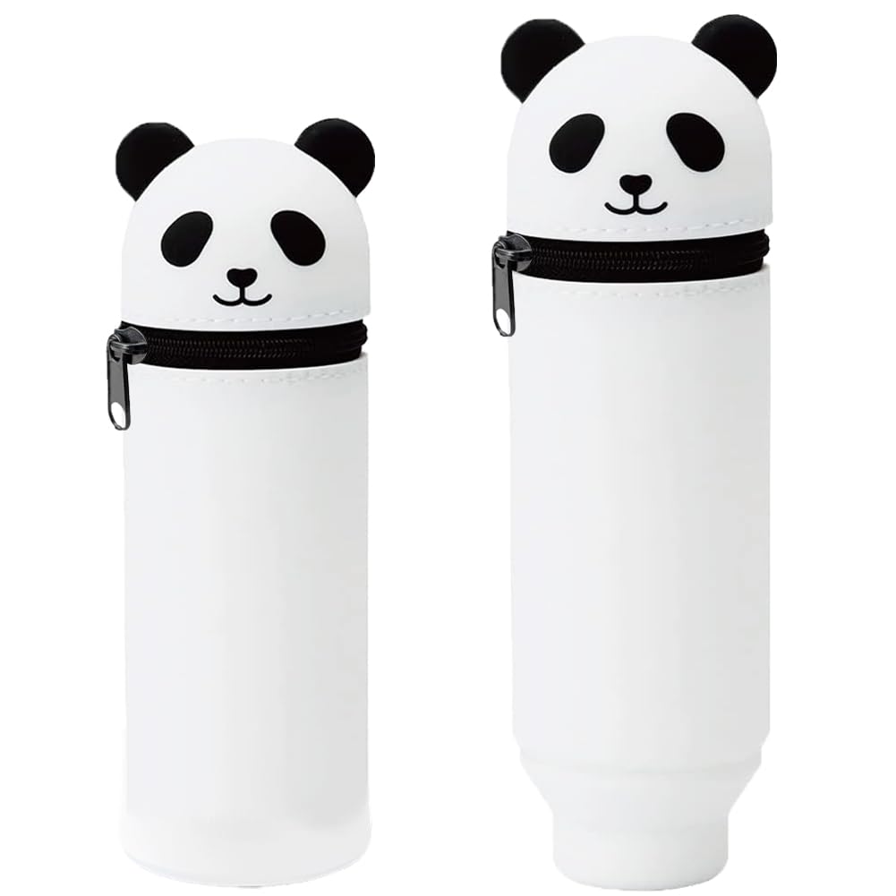 MOPQMKT Astuccio 2 in 1 in Morbido Silicone - Fai da Te Telescopica Astuccio Portapenne Astuccio Scuola Verticale Kawaii Portapenne da Tavolo Chiusura con Cerniera per Scuola con Gli Animali