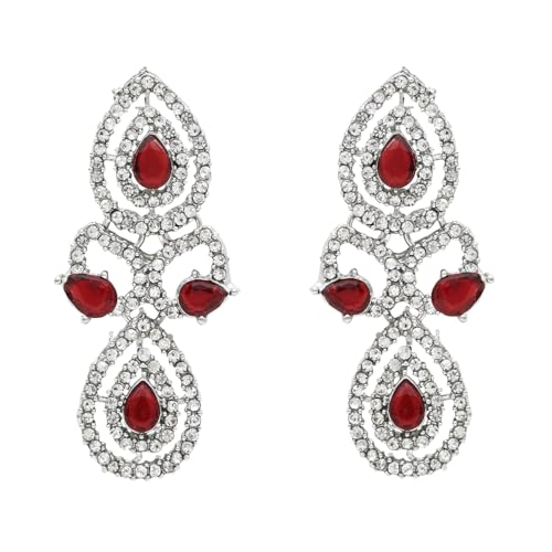 Image of I Jewels Rose Gold Plated Stylish Design Crystal Diamond Necklace & Earrings Jewellery Set for Women