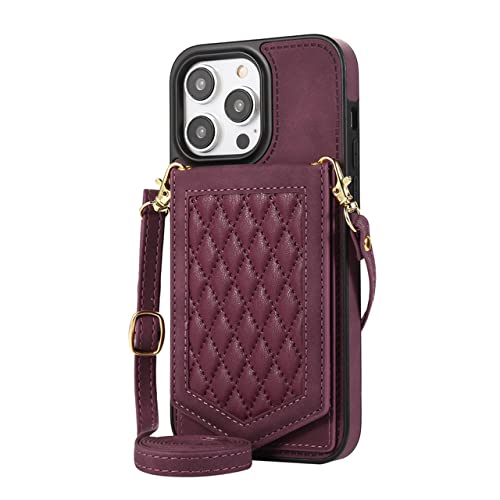 Portefeuille en cuir pour iPhone X XS rouge avec porte-cartes miroir et bandoulière