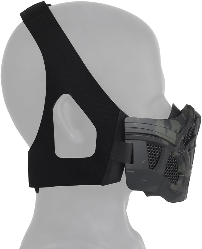 Airsoft Mask Tactical Half Face Mask Adjustable Paintball Mask for Halloween Game BB Hunting Accessories