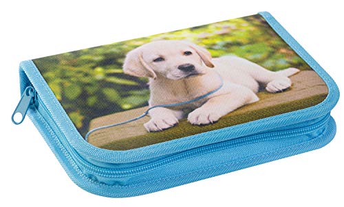 Eberhard Faber 577558 - Federmäppchen Hund, mit 42 Schreibutensilien, Schüleretui befüllt