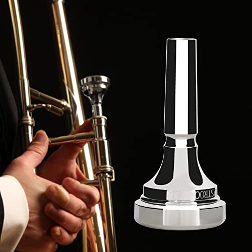 EASTROCK Bocal de trombone, bocal de trombone banhado a prata, haste pequena 9BS, acessórios para in