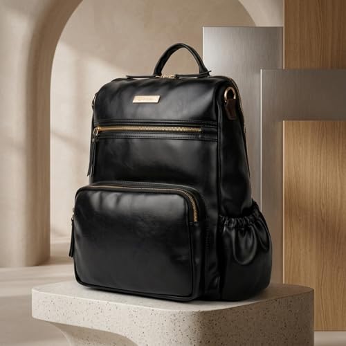 Image of VISMIINTREND Backpack for Woman /Teens Girl, Leather, Stylish, Handbag, Purse,Ladies,Office,Travel,College,Daily-Use,14-inch Laptop Bag, Elegant, Gifts for Women /Girls, Birthday Gift for Wife /Sister