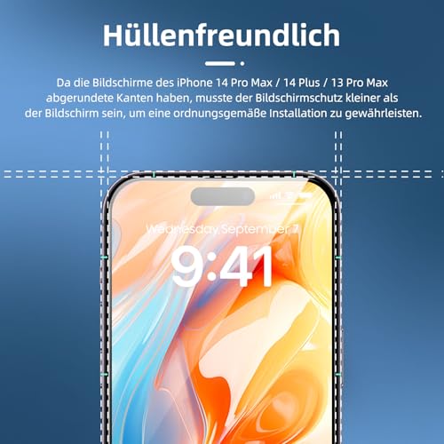 NEW'C Schutzfolie für iPhone 14 Pro Max/14 Plus/13 Pro Max für Panzerglas – Ansicht 4