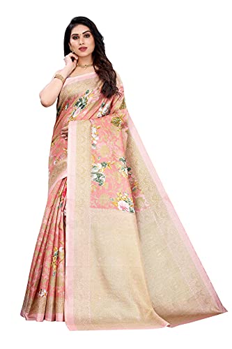 PEEGLI Indischer Damen Sari Mit Blumenmuster Lachs Art Seiden Sari 5.74 Yd Mit Blusenstück Cover
