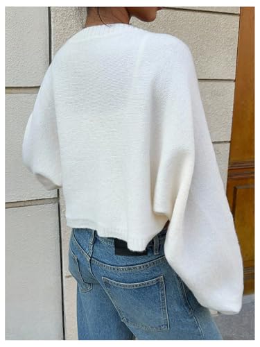 Image of GORGLITTER Women's Oversized Bolero Shrug Chunky Cardigans Cropped Sweater | Cropped White Cardigan Women, Oversized Cardigans, Shrugs, Bolero, Long Sleeve Short Cardigans for Women