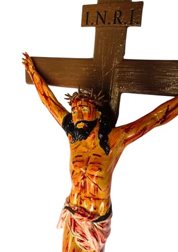 Crucifixo De Parede Super Realista Rico em Detalhes Cristo Chagado Artesanal 50 cm