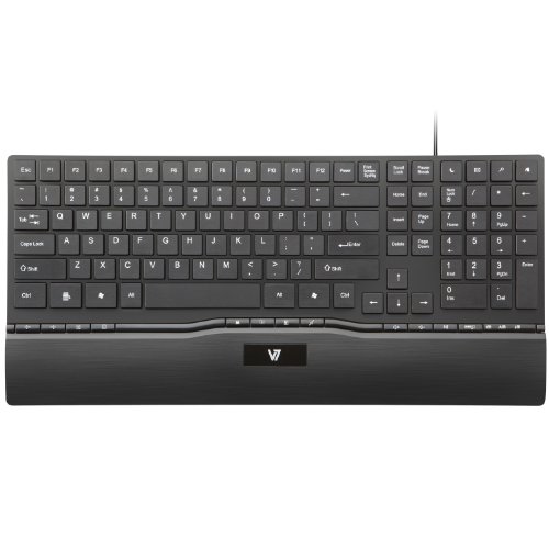 Image of V7 Multimedia USB Wired 104 Keyboard with 14-Hot Keys for Desktop (KM0Z1-5N6P) - Black