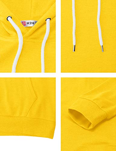 H2H Mens Lightweight Hoodie With Kangaroo Pocket And String Yellow Us 3Xl/Asia 4Xl (Cmohol050) #TOP4