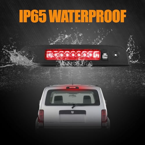 Image of Third 3rd Brake Light LED for 2007-2012 Dodge Nitro, High Mount Rear Brake Lights Assembly for 07-12 Dodge Nitro, Waterproof Center Cab Lamp Stop Light (Black)