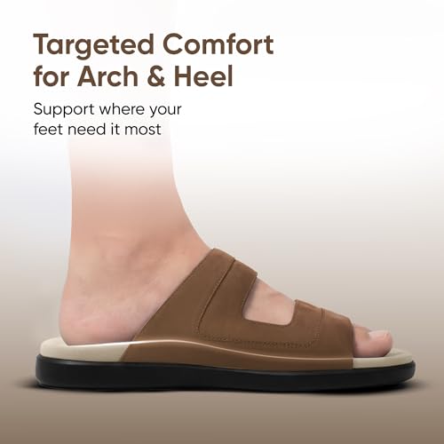 Image of Frido Comfort Dual Strap Sandals for Men with Bounce Back Cushioned Footbed, Zero Drop Sole for Arch Support Pain Relief, Lightweight Anti-Skid, Adjustable Velcro Casual Sandals