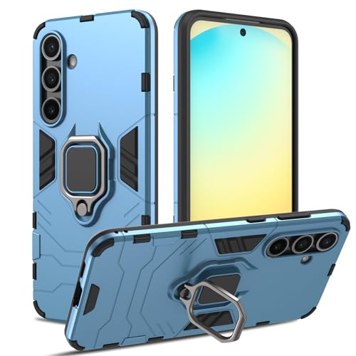 Coque Samsung S24 FE 5G bleue de haute qualité avec anneau métallique