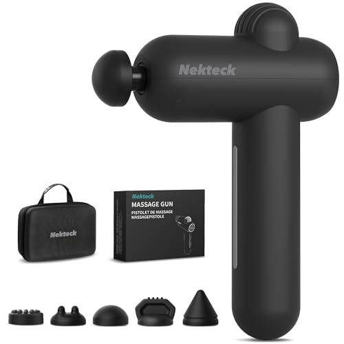 Nekteck Massage Gun Deep Tissue - 12mm Amplitude, 30 Speeds, Full-Body Muscle Relaxation Device with 5-Head for Pain Relief, Quiet USB-C Rechargeable Percussion Muscle Massager for Home Office Travel