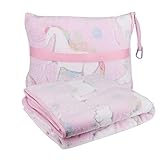 Kinder-Reisedecke und Kissen Set Verwandlungskissen 2 in 1 Kuscheldecke Kinder Mädchen und Reisekissen mit Einhorn-Motiv Decke Kuscheldecke Mädchen Kuscheldecke flauschig Kinder Kuscheldecke rosa