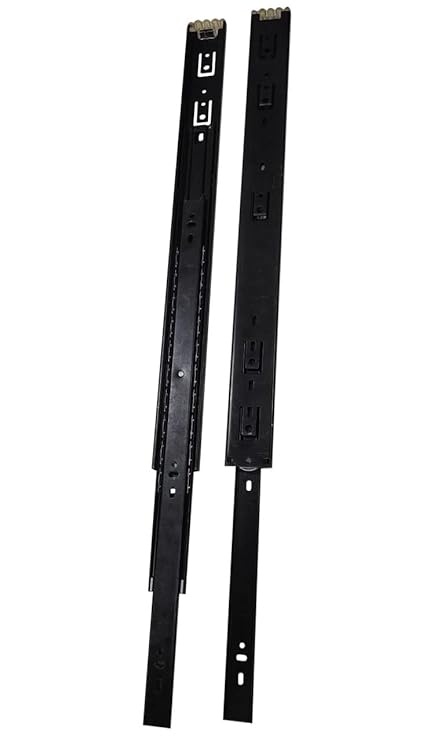 weellow Heavy Duty 50 kg Load Capacity Side Mount Full Extension Drawer Slide Channel for Kitchen Basket, Telescopic Channel, Ball Bearing Telescopic Drawer Channel Runner - Black (14 Inches)