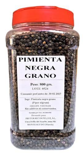 Pimienta Negra en Grano 800 gr - Sin Aditivos ni Conservantes - Marca Pelluz