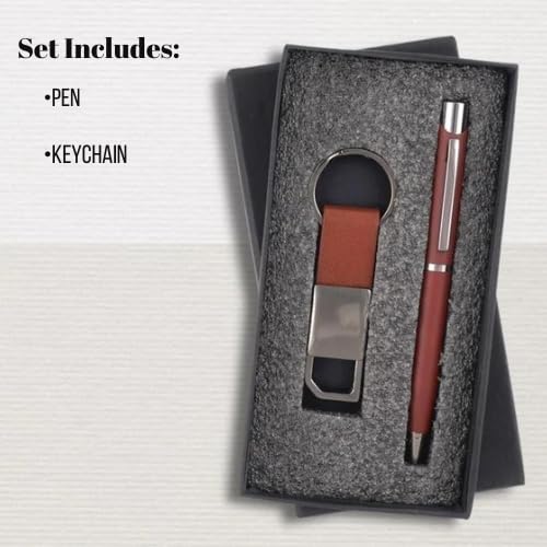 Image of Personalized 2-in-1 Gift Set Pen and Keychain | For Corporate, Brother, Sister Office Gifting (Brown)