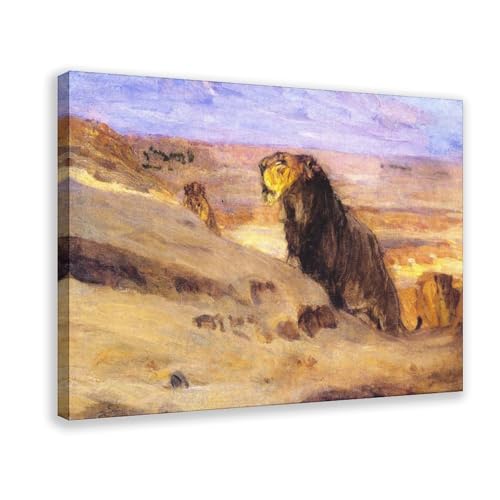 Toile Lions dans le désert Tanner 20x30cm pour salon