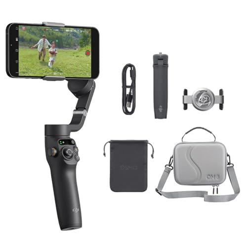 DJI Osmo Mobile 6 Bundle Stabilisateur pour Smartphone avec Sac De Rangement, Nacelle 3 Axes Portable pour TéLéPhones Portables, Bras RéTractable IntéGré, Stabilisateur pour Vlogging, VidéOs Youtube