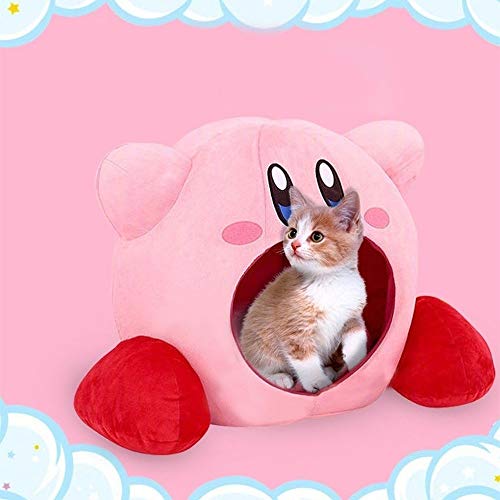 MOKACOCA Jumbo Kirby's Star Running Kirby Plush Doll Soft Cotton Bed Small Pet Cat Bed Dog Cat Bed Home and Living Fold Bed Cats Dog Sleeping Bed Dogs Bed (50x45,Pink)