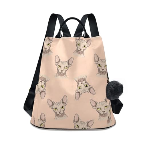 Sac à dos Kitty Sphynx beige antivol pour femme idéal en voyage