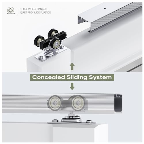Image of EaseLife 4FT /48in Sliding Pocket Door Hardware Kit,Commercial Grade,Aluminum Box Rail Kit,Slide Smoothly Quietly,Easy Install,No Door (44.5in Track Kit for 23 inch~24 inch Wide Single Door)