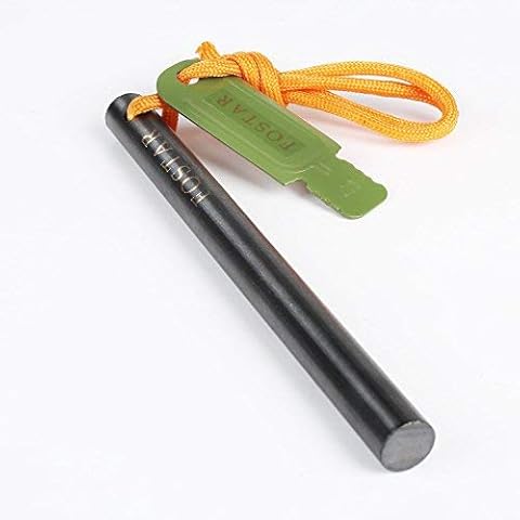 Fostar Upgrade Ferro Rod Fire Starter, 1/2 Inch X 6 Inch Thick Ferrocerium Rod, Drilled Flint Fire Steel with Lanyard and Striker, Last up 20,000 Strikes Great for Outdoor Survival Camping Cover