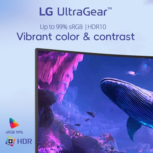 Image of LG 32 inch Ultragear Curved Gaming Monitor, QHD, VA Panel, 180Hz, 1ms GtG, AMD FreeSync Compatible, HDR10, sRGB 99% Color, HDMI, DisplayPort, Height /Tilt /Swivel Adjustable Stand, Black