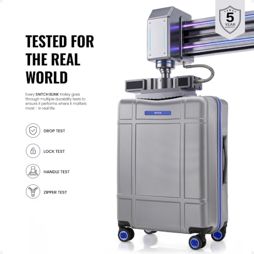 Image of SNITCH Blink 3Pc Set Silver Polycarbonate Hard Travel Suitcase - Suitcase for Travel Set of 3 & Luggage with 8 Wheels, Premium Lock, Wet & Dry Pouch & Free Shoe Bag