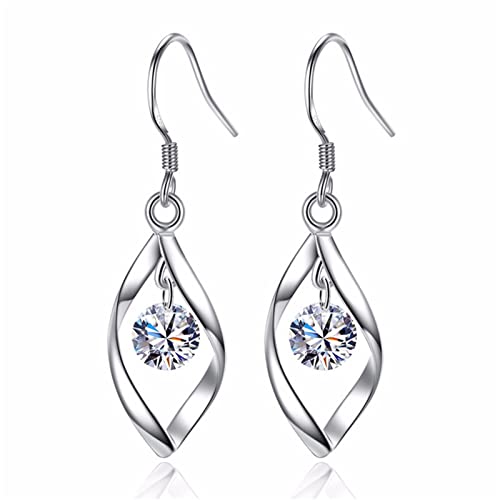 925 Silver Dangle Earrings for Women Hypoallergenic Cute Fashion Teardrop Drop Earrings Sparkly Nickel Free Crystal Hanging Dangly Dangling Earrings Jewelry for Women