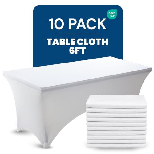 6 Ft 10-Pack Tablecloths, Bulk Box, Hotels, Banquets & Events, Soft, White