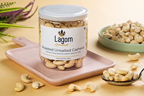 Image of Lagom Roasted Unsalted Cashew Nuts 250g | Dry Roasted Kaju | Small Batch, Crunchy & Buttery | No Preservatives | Vegan, Gluten Free, Non-GMO