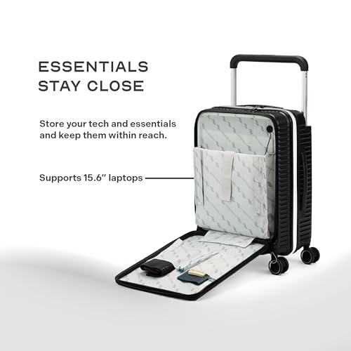 Image of THE ASSEMBLY 8 Wheels Double Spinner Hard Luggage Set of 2 | Premium Polycarbonate Cabin & Large Trolley Bags with Wide Handle & USB Port Charging-Rover Pro,Black, 73.5 cm