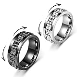 YTAXYZWR anelli antistress uomo 2 pezzi in acciaio inossidabile regolabili 8 mm nero e arg...