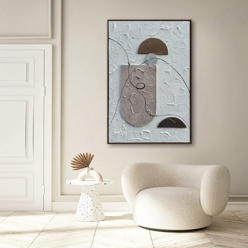 Slyart Midcentury Modern Relief Painting, Framed Artwork, Plaster Wall Art thumb #2