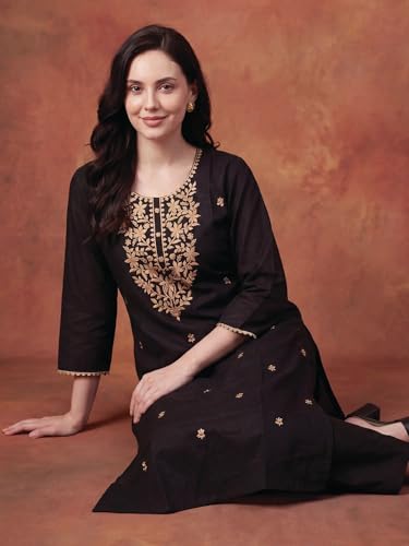 Image of INDO ERA Womens Silk Blend Printed Straight Kurta Pant Set (IESTR5624)