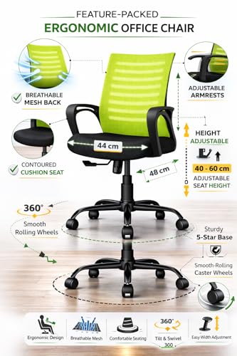 Image of Ergonomic 360 Swivel Office Chair for Home & Office Work with Back Support |Tilting & Height Adjustable Mechanism | Revolving Computer Chair for Home Study Use | Gaming Style Boss Chair