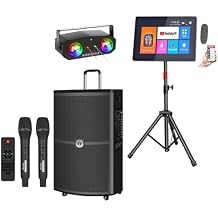 نظام كاريوكي احترافي الكل في واحد من SINGTRONIC بقوة 1500 واط | 50000 أغنية مجانية + يوتيوب، بلوتوث، HDMI، تسجيل صوتي، مدخل بصري، ميكروفونات لاسلكية مزدوجة ومشغل شاشة تعمل باللمس KTV-ProK مقاس 21.5 بوصة