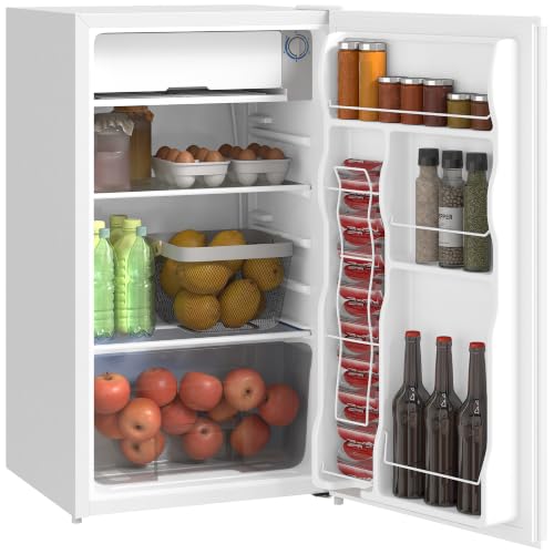 HOMCOM Mini Fridge with Freezer 3.2 Cu. Ft. Compact Refrigerator White