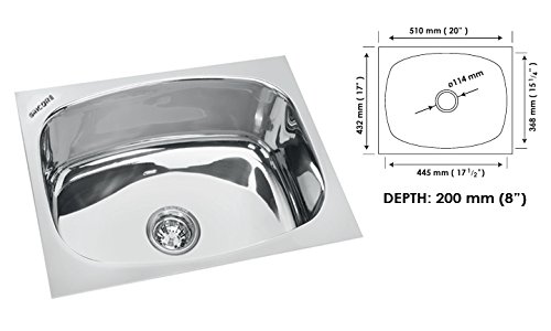 SINCORE Kitchen Sink Splash Medium 20 in X 17 in X 8 in ANTISCRATCH Finish Single Bowl 304 Grade Stainless Steel 1